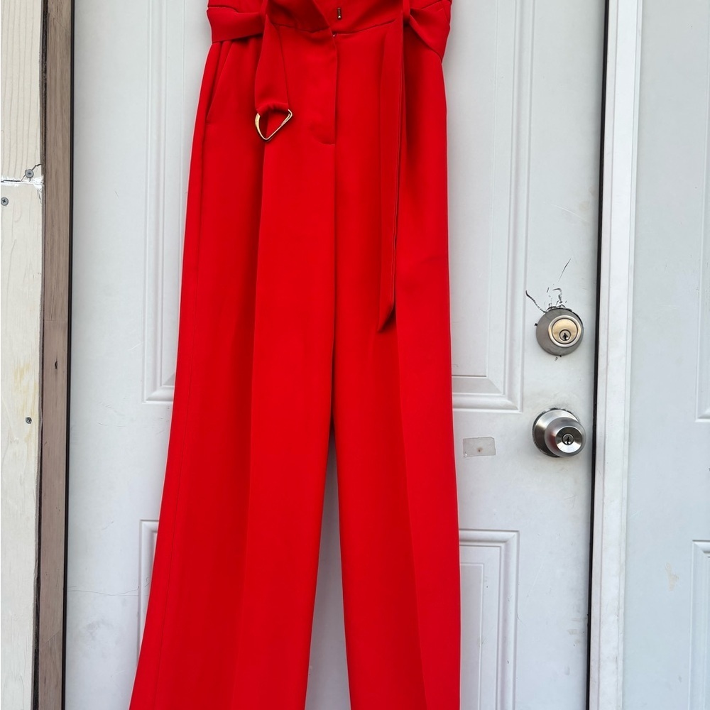 Zara orange High-Waist Wide-Leg Paperbag Trousers with Tie Belt - Picture 3 of 12